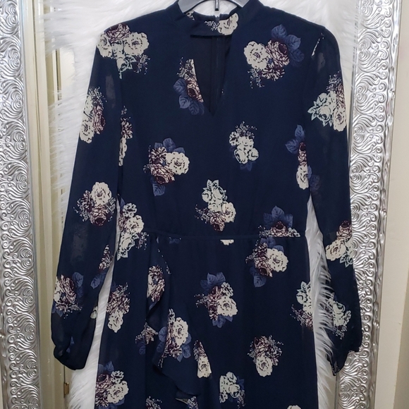 Long Blue xhilaration long sleeve DRESS - Picture 5 of 8